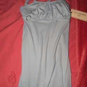 Light Blue Ribbed Spaghetti Strap Dress